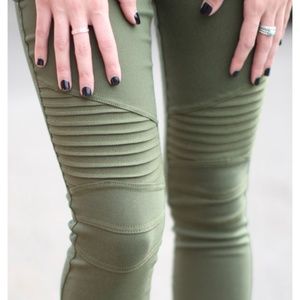 Olive green moto leggings